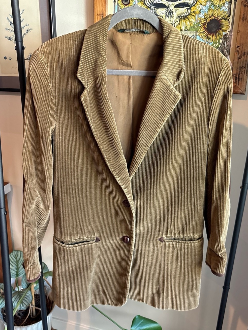 Corduroy Blazer vintage green/brown with elbow pads